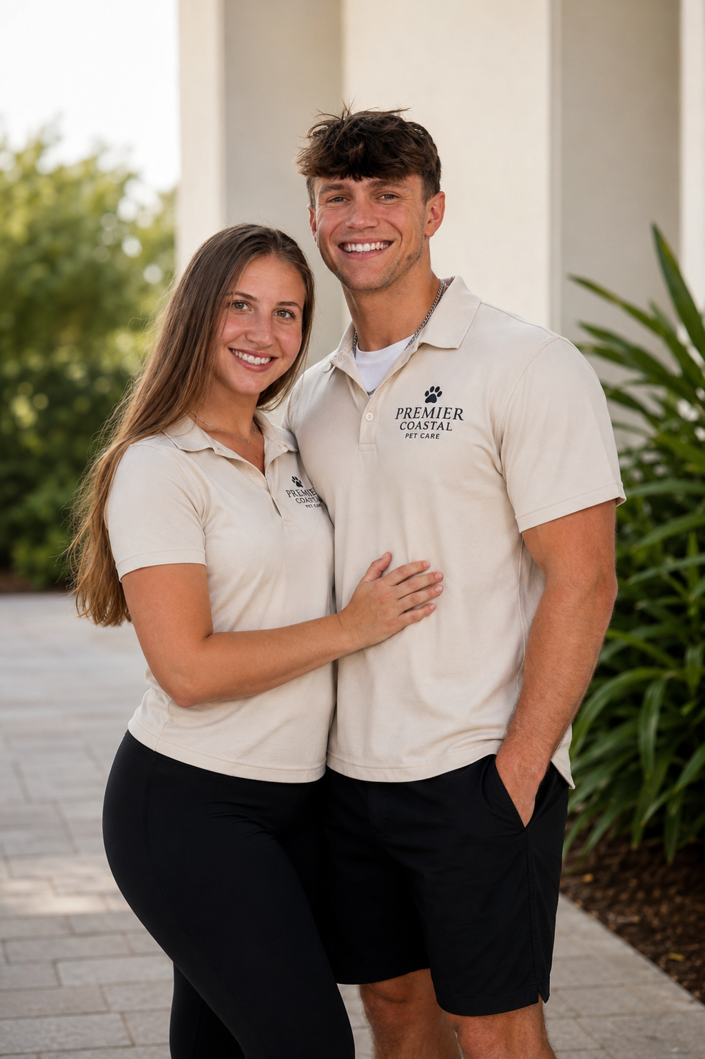 Premier Coastal Pet Care owners in branded polos