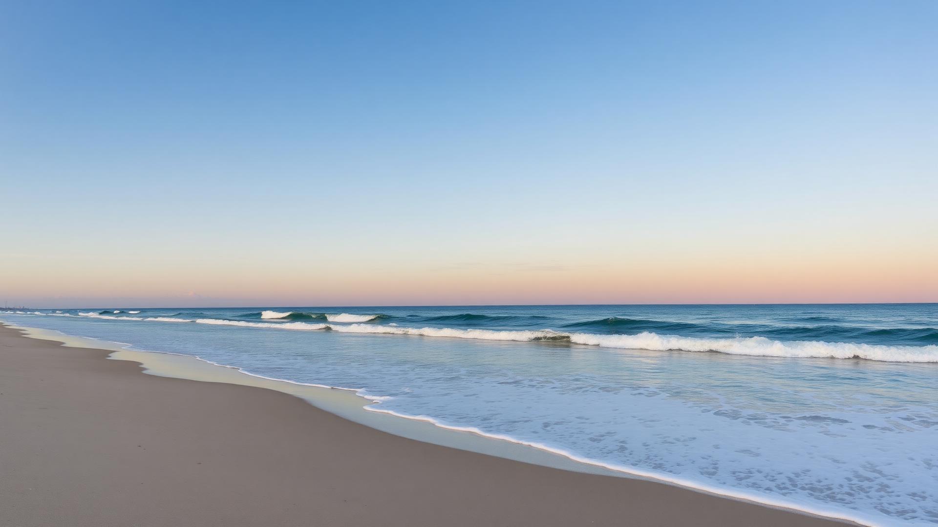 Calm Florida coastline at golden hour